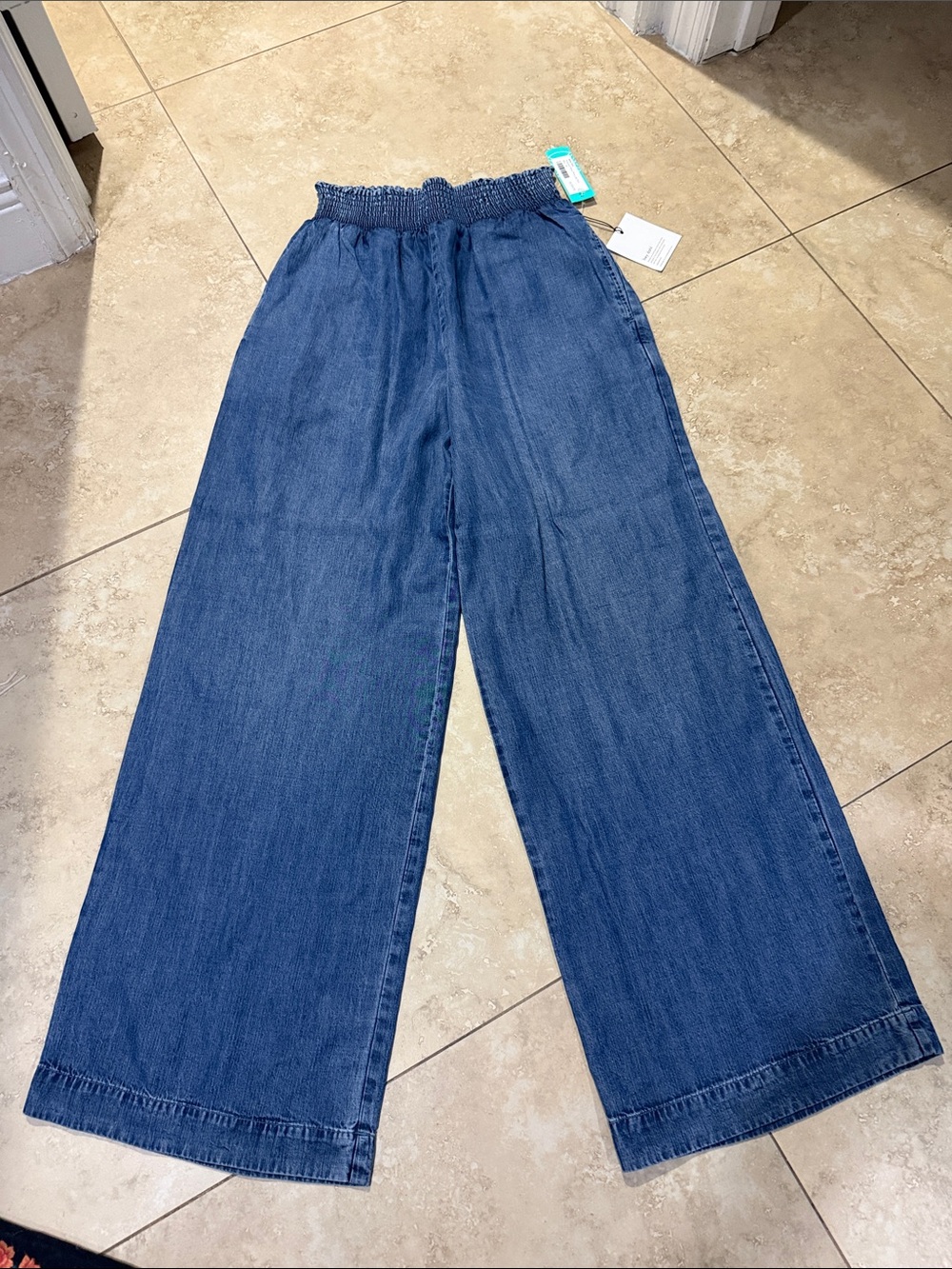 Bella Dahl Wide-Leg Elastic Waist Jeans - Blue